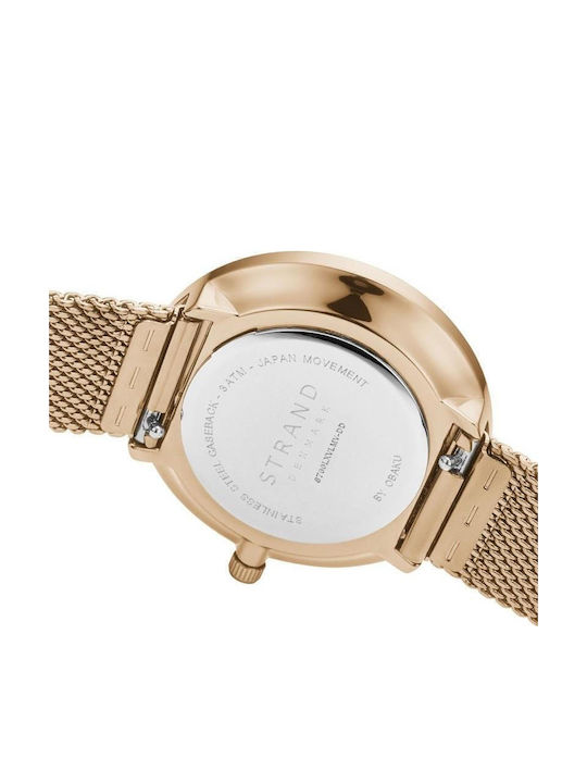 Strand by Obaku Women's Watch with Pink Gold Metal Bracelet