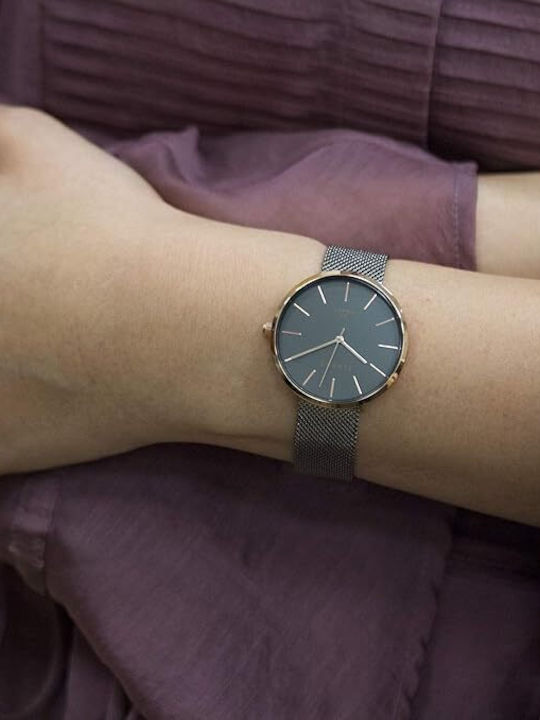 Strand by Obaku Women's Watch with Black Metal Bracelet
