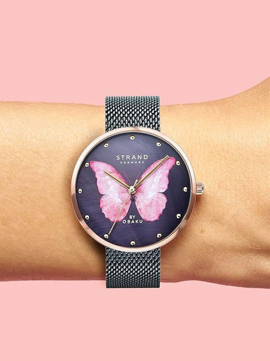 Strand by Obaku Women's Watch with Black Metal Bracelet