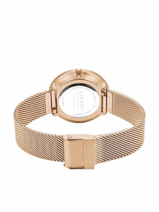 Strand by Obaku Women's Watch with Pink Gold Metal Bracelet