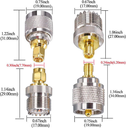 Set 4 Sma To Uhf Adaptoare Anti-interferență Transmisie Stabilă Analizor Radio Antenă Wifi Antenă Gps Cablu Coaxial Router