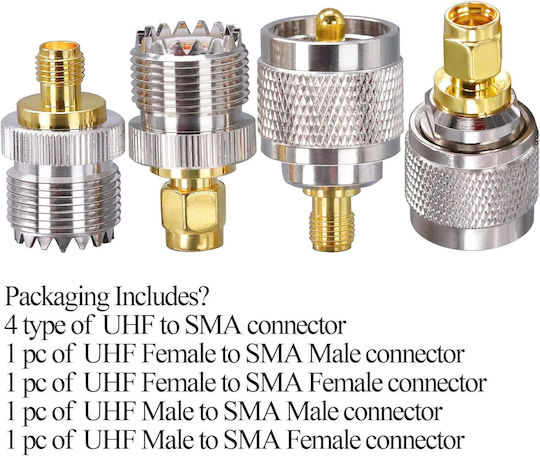 Set 4 Sma To Uhf Adaptoare Anti-interferență Transmisie Stabilă Analizor Radio Antenă Wifi Antenă Gps Cablu Coaxial Router