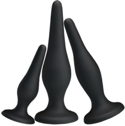 Pretty Love Bottom Begginer's Anal Kit Silicone Plugs Πρωκτική Σφήνα Μαύρη