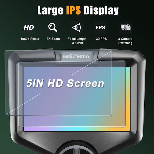 Camere Endoscopice Industriale pentru Inspecție Cameră cu 3 Lentile Detachabilă 15 M Tub Ip68 Rezistent la Apă 1080p Hd 10 Lumini Led Accesorii Card de Memorie 32 Gb Borescop Es515