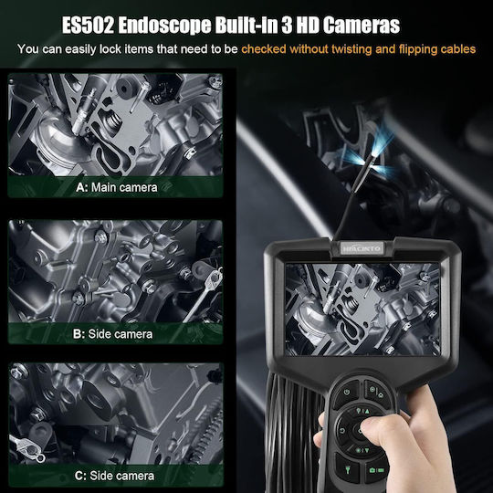 Camere endoscopice industriale pentru inspecție 3 Lentile 8 Mm Tub flexibil semi-detașabil 10 M 10 Lumini LED Rezistent la apă Ip68 Card de memorie de 32 Gb inclus