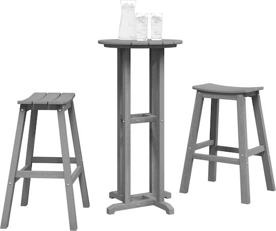 vidaXL Bar Set for Small Outdoor Spaces 3 Pieces Open Gray