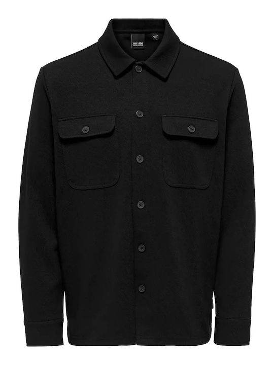 Long-sleeved Denim Shirt Black