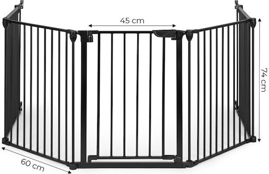 Pliabil Ușă de siguranță Montaj simplu din Metal în Culoare Negru 300x74cm 1buc
