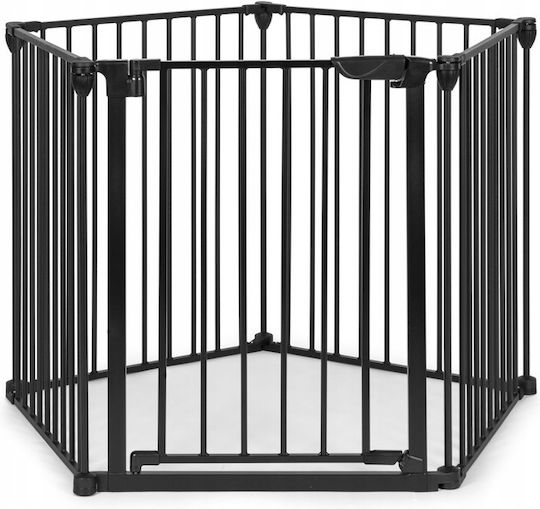 Pliabil Ușă de siguranță Montaj simplu din Metal în Culoare Negru 300x74cm 1buc
