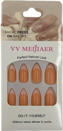 Nail Tips French in White Color 12pcs Κ-5241