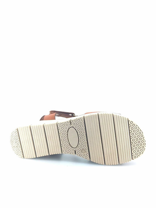 Leder Flache Sandalen für Damen in Tabac Braun Farbe