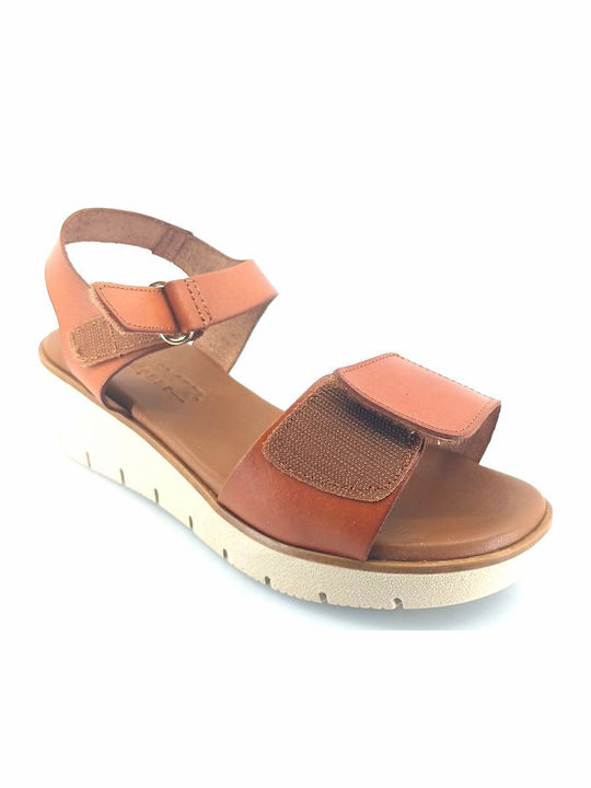 Leder Flache Sandalen für Damen in Tabac Braun Farbe