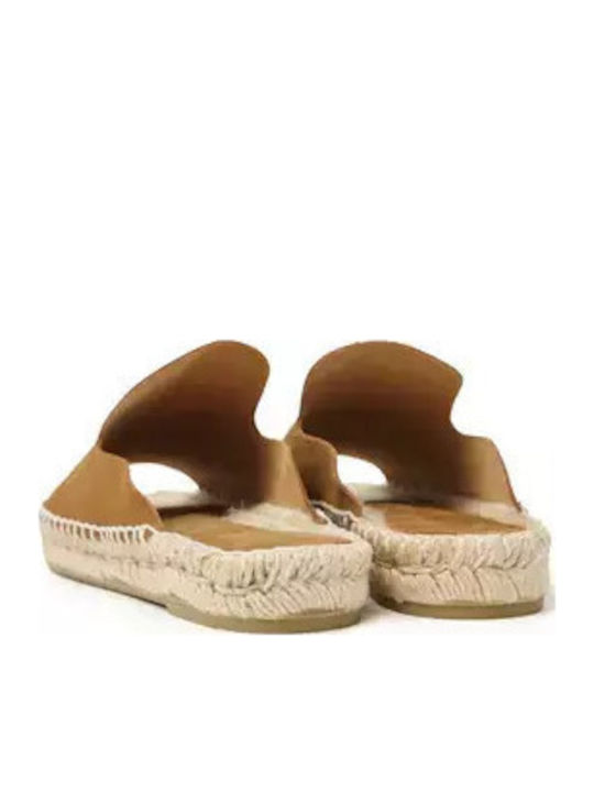 Women's Flat Sandals in Tabac Brown Color