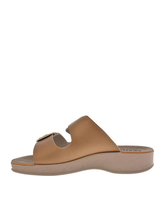 Flache Sandalen für Damen Anatomisch in Gold Farbe