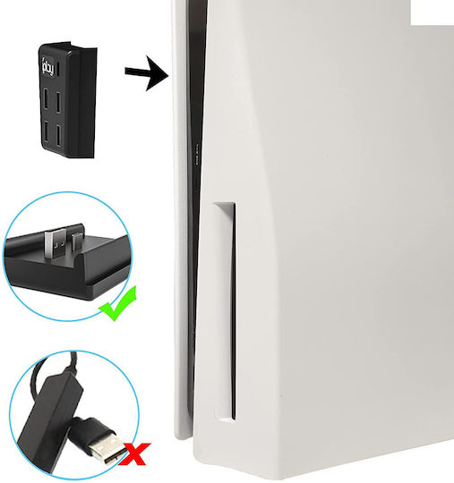 Hub Playstation 5 5 Porturi Adaptor de Transfer de Date Viteză Mare 2 Porturi Usb 2.0 2 Porturi Usb 3.0 1 Port Type C Ps5 Disc Digital Edition