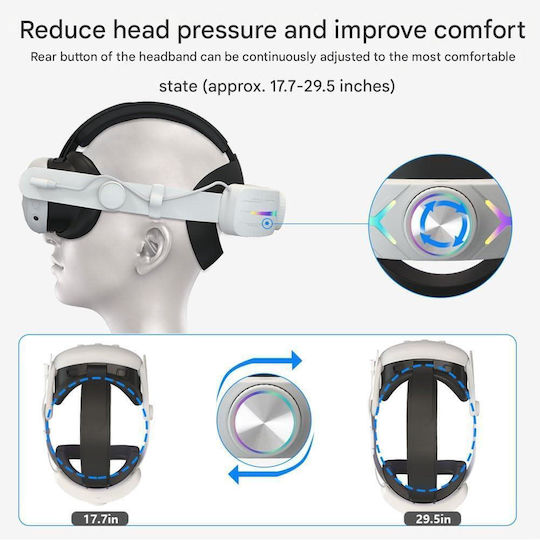 Head Strap Meta Quest 3 8000 Mah Battery Rgb Led Lights Adjustable Controller Case Vr Accessories