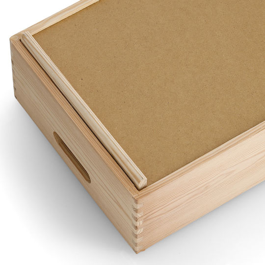Hölzernes Aufbewahrungsbox mit Deckel Beige 40x30x15cm 1Stück