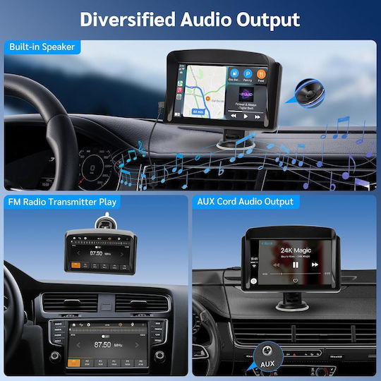 Ecran Tactil 7" Multimedia Pentru Tabloul De Bord Auto Cu Apple CarPlay Android Auto Bluetooth GPS