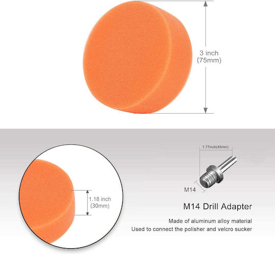 Set 25 Perii de Polizare 80 Mm Placă de Sprijin M14 Inclus Discuri de Lână Sponj Adapter Bormașină