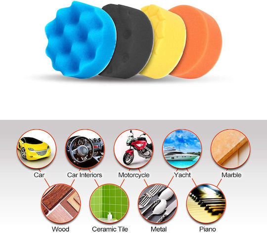 Set 25 Perii de Polizare 80 Mm Placă de Sprijin M14 Inclus Discuri de Lână Sponj Adapter Bormașină