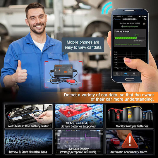 Bluetooth Αναλογικό Battery Tester