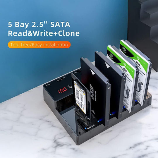 Stație De Andocare Pentru Hard Disk-uri Sata Hdd Ssd Usb 3.0 5 Sloturi Funcție De Clonare Citire Scriere Protocol Uasp Plug Play Compatibil Cu Windows Xp Vista 7 8 8.1 10 Linux Și Macos