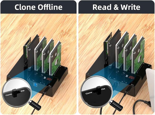 Stație De Andocare Pentru Hard Disk-uri Sata Hdd Ssd Usb 3.0 5 Sloturi Funcție De Clonare Citire Scriere Protocol Uasp Plug Play Compatibil Cu Windows Xp Vista 7 8 8.1 10 Linux Și Macos