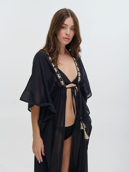 Ble Resort Collection Γυναικείο Μακρύ Κιμονό Παραλίας Multicolor