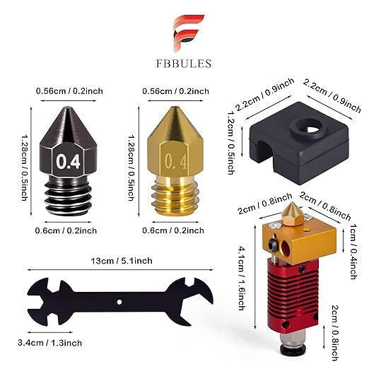 Set Capete de Printare 3D pentru Imprimante 2 Extrudere Hotend-uri Duză Mk8 0.4 Mm Unealtă 5-in-1 2 Capace din Silicon Cr10 Cr10s Ender 2/Ender 3/Ender 3s/Ender 5