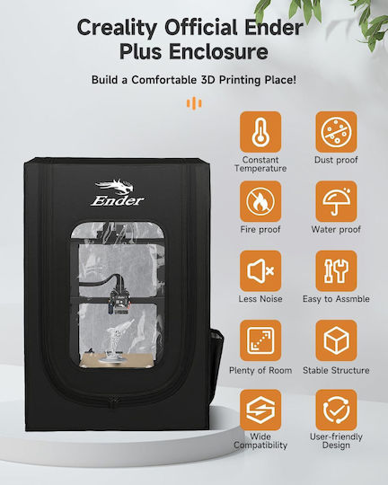 Husă pentru Imprimantă 3D Creality Ender 3v2/3v2 Neo Ender 3s1/3s1 Pro Ender 3pro/Ender 3 3neo Ender 3max Neo Ender 6se/Ender 5 5pro 5s1 Rezistent la Foc Waterproof Dustproof Detachabilă 750x650x550mm Neagră