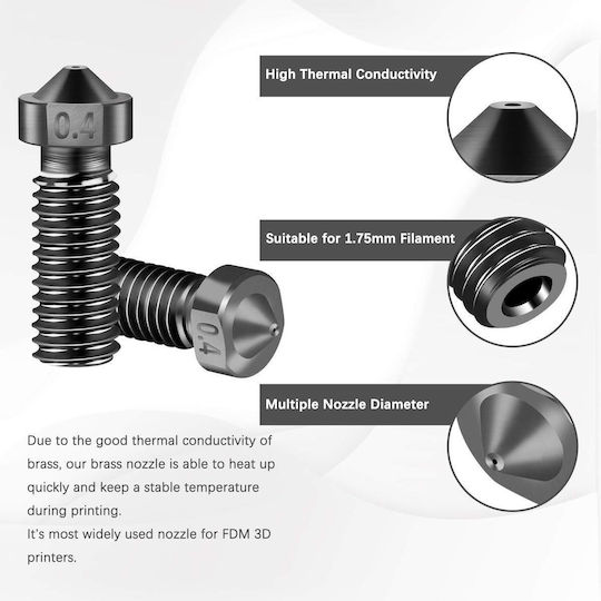 Set Duză Pentru Imprimante 3D 20 Bucăți 0.4 Mm 0.6 Mm 0.8 Mm 1.0 Mm Șurub M6 Compatibil Artillery Genius Sidewinder X1 Imprimante