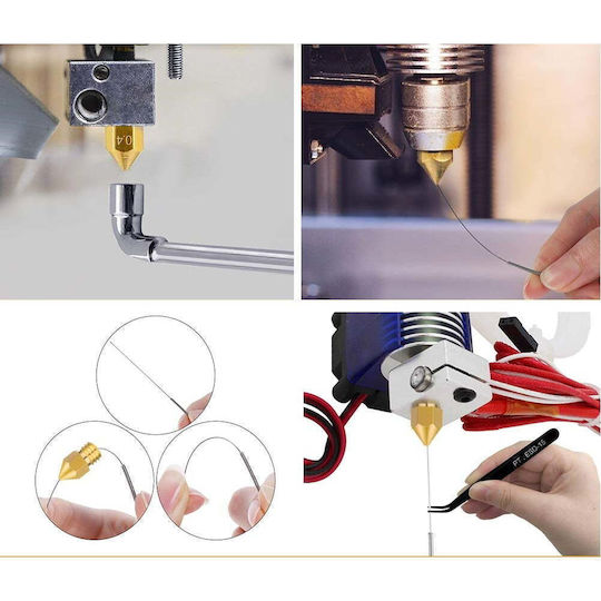 Set Duză Pentru Imprimante 3D 20 Bucăți 12 Duză Cupru 8 Duză Oțel Inoxidabil Mk8 0.2 Mm 0.4 Mm 0.6 Mm 0.8 Mm 1.0 Mm Unelte De Curățare Anycubic Mega Creality Cr-10 Ender