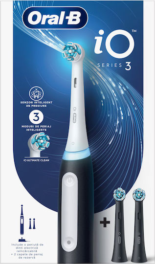 Oral-B iO Series 2 Ηλεκτρική Οδοντόβουρτσα με Αισθητήρα Πίεσης Night Black / Calm Pink Διπλή Συσκευασία