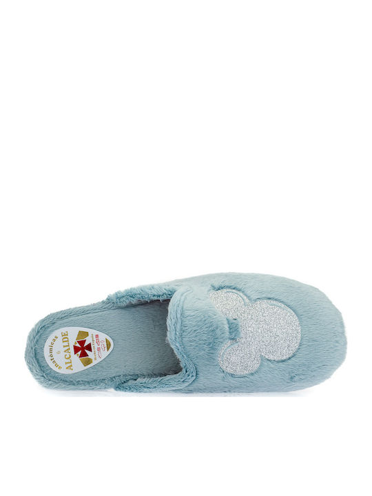 Wollene Winter Damen Hausschuhe Hellblaue