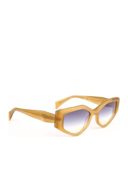 Ana Hickmann Women's Sunglasses with Yellow Plastic Frame and Blue Gradient Lens 9211 T01