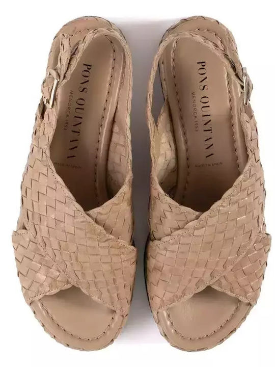 Women's Leather Platform Shoes Brown