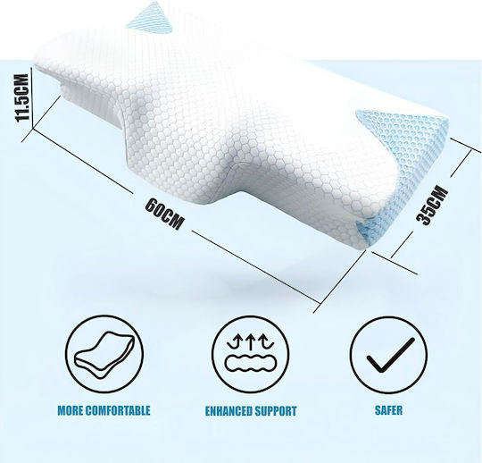 Pernă cu Memory Foam 62x35x11.5cm în culoare Alb