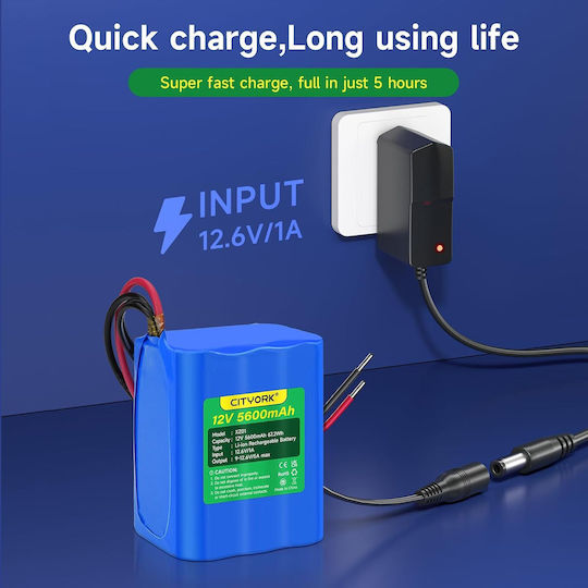 Baterie 12v 5600mah 5a Încărcător Plug Li-ion Pentru Vehicul RC Camere Wireless Camere de Supraveghere Playere Portabile Benzile LED Drone