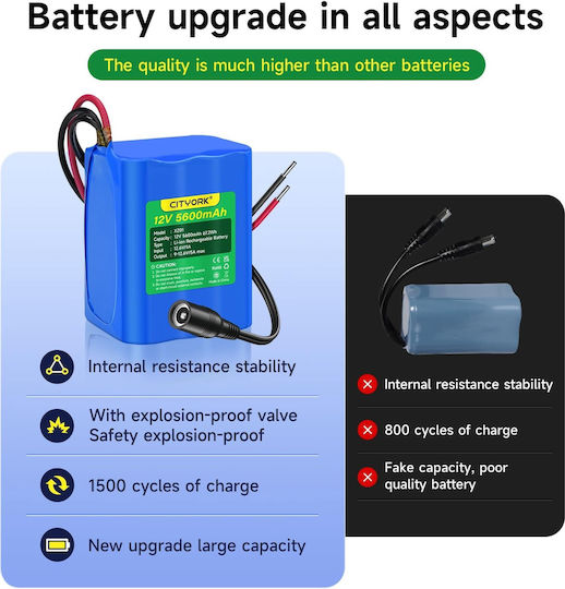 Baterie 12v 5600mah 5a Încărcător Plug Li-ion Pentru Vehicul RC Camere Wireless Camere de Supraveghere Playere Portabile Benzile LED Drone