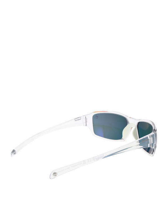 Timberland Unisex Sunglasses with Transparent Plastic Frame and Multicolour Mirror Lens TB9332 26D