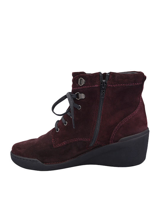 Wildleder Stiefeletten Damen Burgundisch