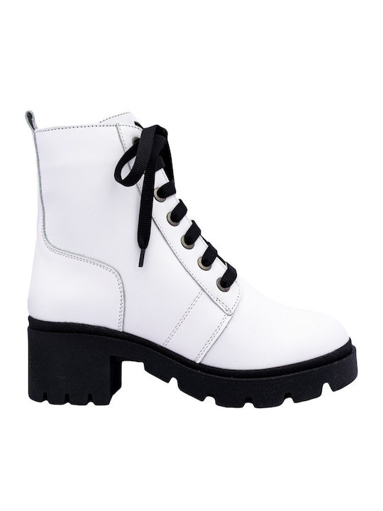 Leather Women's Ankle Boots White