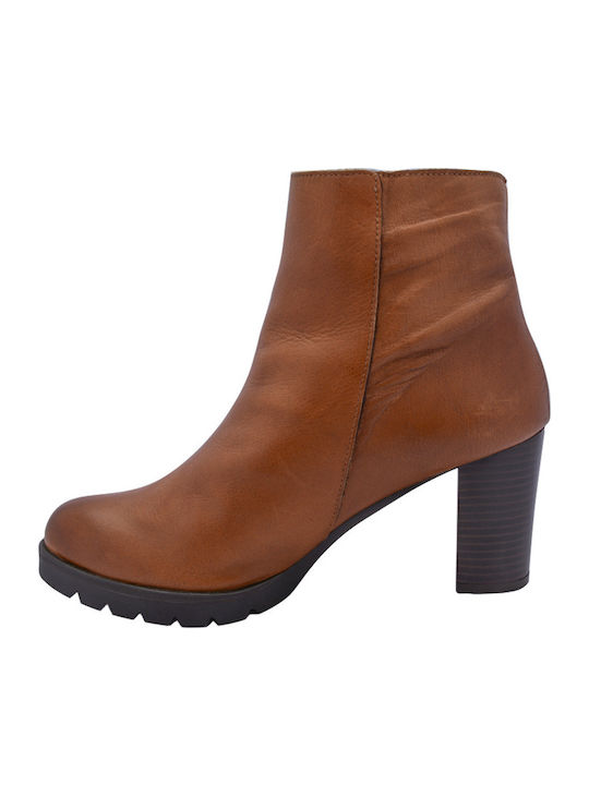 Leather Women's Ankle Boots Tabac Brown