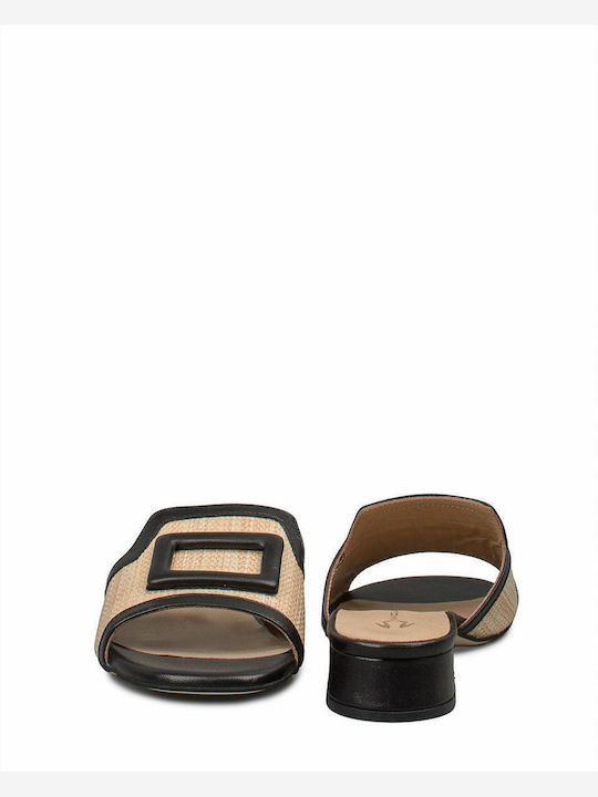 Mules with Heel in Beige Color