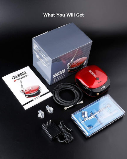 Mini Kit Compresor Aerograf Reîncărcabil 1000 Mah Aerograf Duza 0.3 Mm Presiune Reglabilă Pe 3 Niveluri Manichiură Pictură Corporală Tatuaj Semi-permanent Decorare Tort