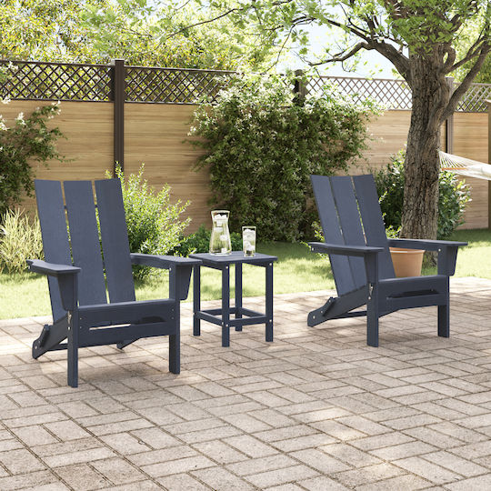 Outdoor Chair Wooden Navy Blue 2pcs 74.5x80.5x90cm