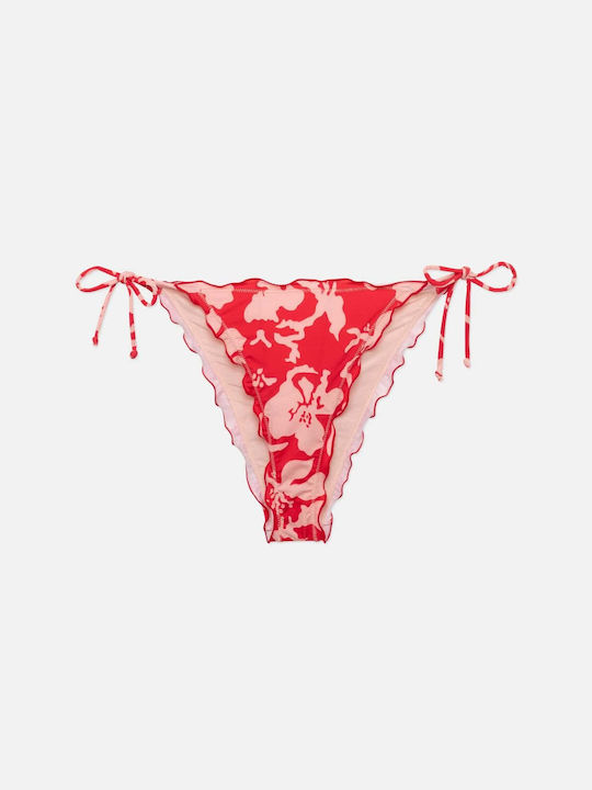 Bikini Slip Red/pink Hibiscus