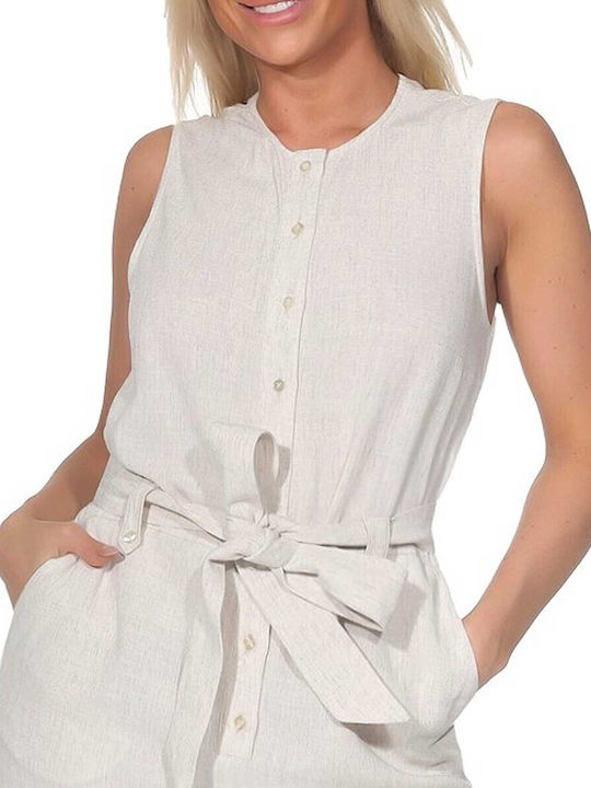 Women's Sleeveless One-piece Suit Ecru