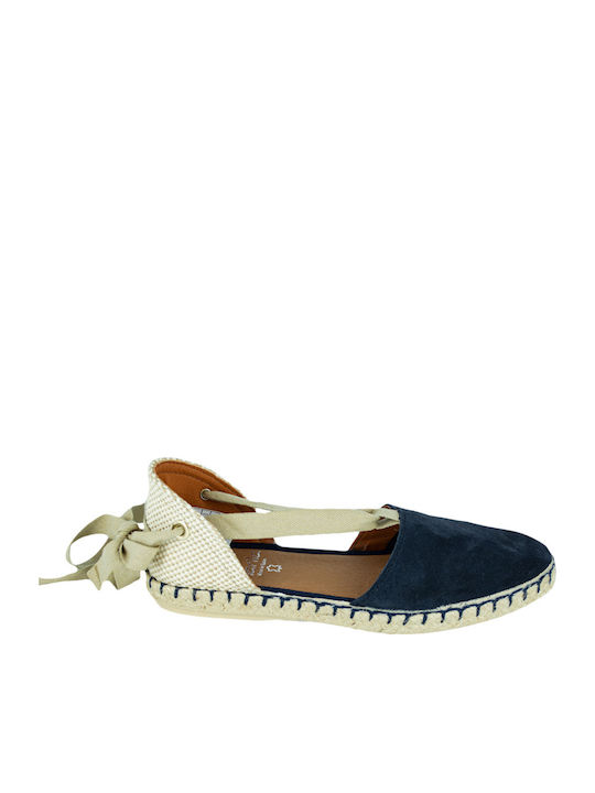 Women's Leather Espadrilles Navy Blue