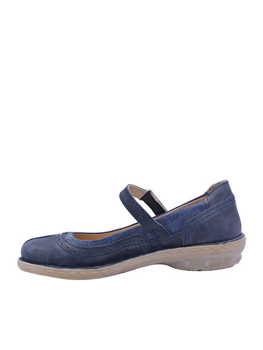 Lederne Damen Ballerinas in Blau Farbe